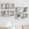 vidaXL &Eacute;tag&egrave;res murales cube 4 pcs Gris b&eacute;ton Bois d&rsquo;ing&eacute;nierie
