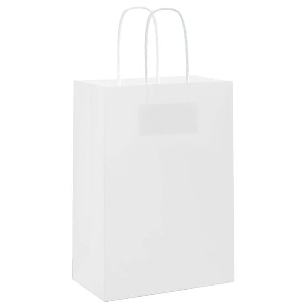 vidaXL Sacs en papier 250 pcs avec poign&eacute;es blanc 15x8x21 cm