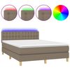 vidaXL Sommier &agrave; lattes de lit avec matelas LED Taupe 140x190 cm Tissu
