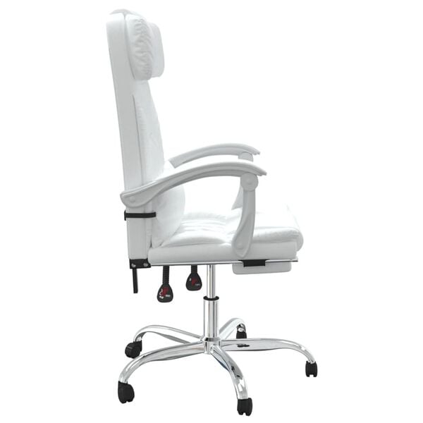 vidaXL Fauteuil de massage inclinable de bureau Blanc Similicuir