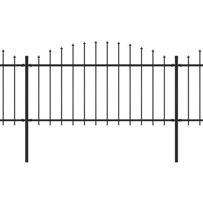 vidaXL Clôture de jardin à dessus en lance Acier (1,25-1,5)x3,4 m Noir