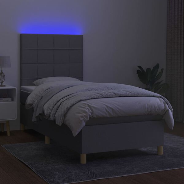 vidaXL Sommier &agrave; lattes de lit et matelas et LED Gris clair 80x200cm