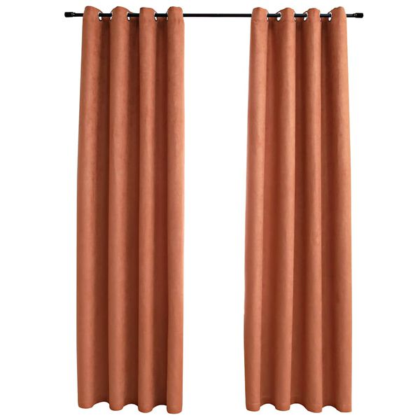 vidaXL Rideaux occultants et anneaux en métal 2 pcs Rouille 140x225 cm