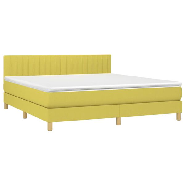 vidaXL Sommier &agrave; lattes de lit avec matelas LED Vert 180x200 cm Tissu