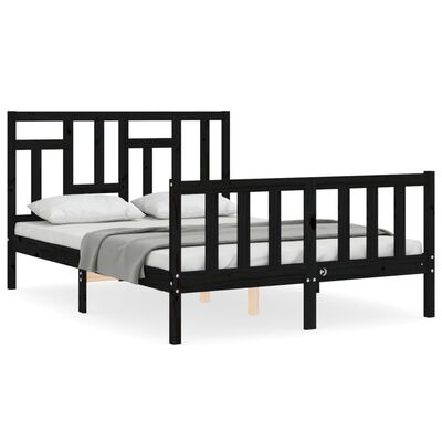 vidaXL Cadre de lit sans matelas noir bois de pin massif