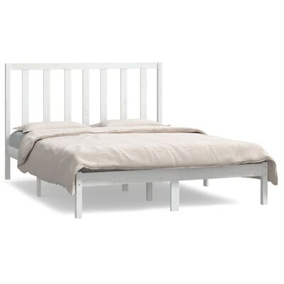 vidaXL Cadre de lit sans matelas blanc 140x190 cm bois de pin massif