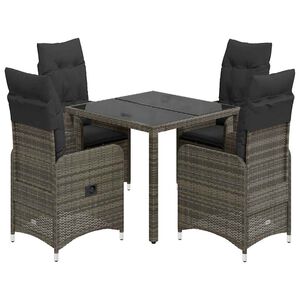 vidaXL Ensemble de bistro de jardin 5 pcs coussins gris poly rotin