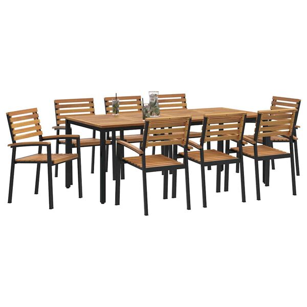 vidaXL Ensemble de salle &agrave; manger pour jardin 9 pcs Noir