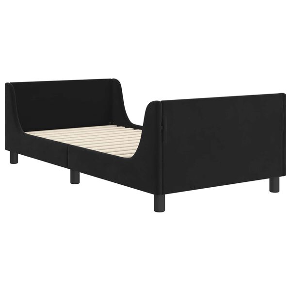 vidaXL Cadre de lit pour enfants avec t&ecirc;te de lit Noir 90 x 190 cm