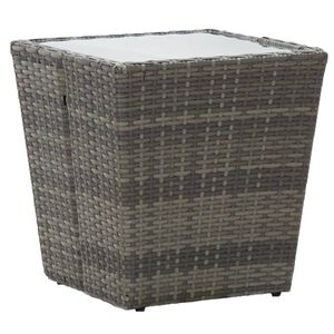 vidaXL Table &agrave; th&eacute; Gris 41,5x41,5x43 cm R&eacute;sine tress&eacute;e et verre tremp&eacute;