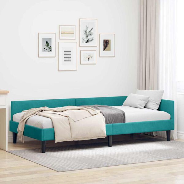 vidaXL Cadre de lit d'angle avec t&ecirc;te de lit Turquoise 80 cm x 200 cm