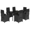 vidaXL Ensemble &agrave; manger de jardin coussins 7pcs Noir R&eacute;sine tress&eacute;e