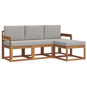 vidaXL Ensemble de canap&eacute;s d'ext&eacute;rieur 4 pc Gris Naturel et Clair