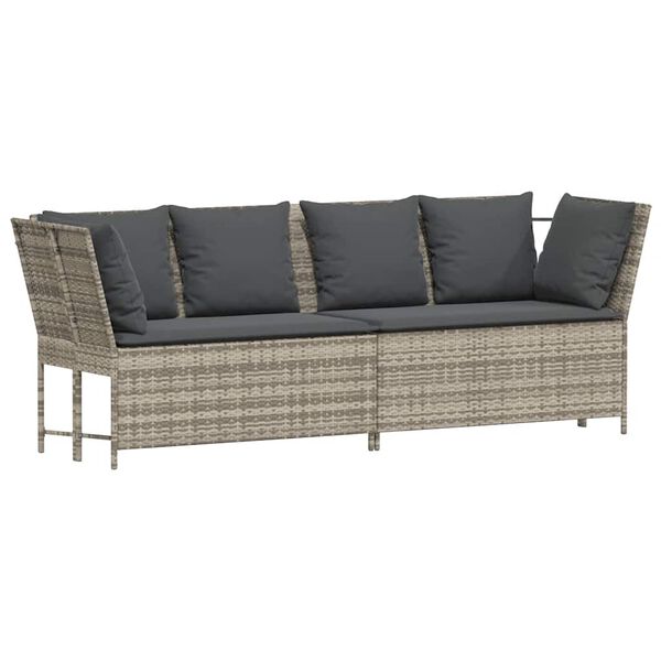 vidaXL Canap&eacute; de jardin et coussins gris clair r&eacute;sine tress&eacute;e