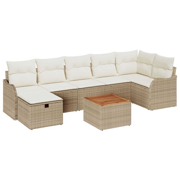 vidaXL Ensemble de canap&eacute; de jardin 8 pcs Beige Poly rotin
