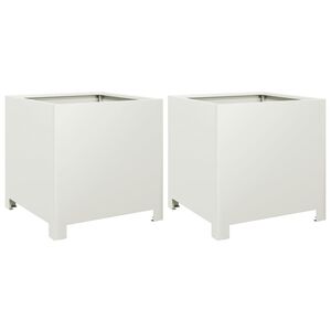 vidaXL Jardini&egrave;res 2 pcs blanc 40x40x40 cm acier