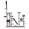 Arbre &agrave; chat de luxe 230-260 cm en peluche grise