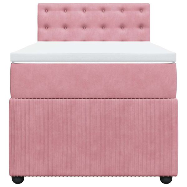 vidaXL Sommier &agrave; lattes de lit avec matelas Rose 90x190 cm Velours
