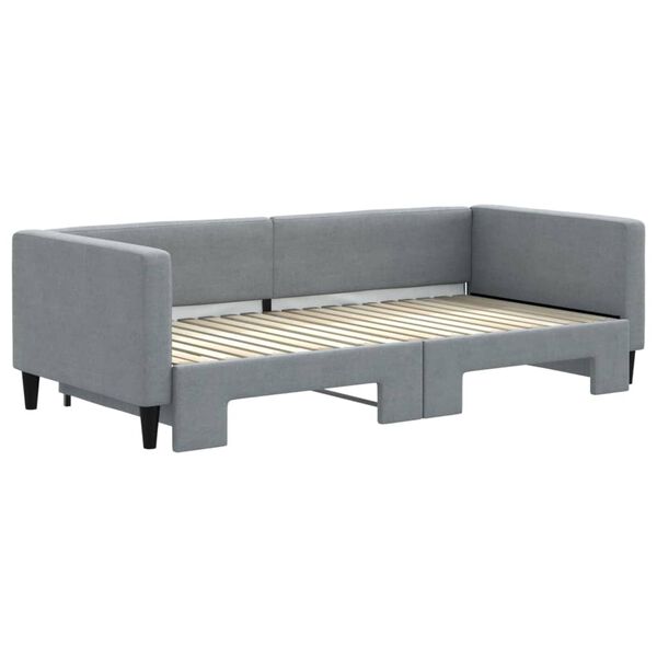 vidaXL Lit de jour avec lit gigogne gris clair 90x190 cm tissu