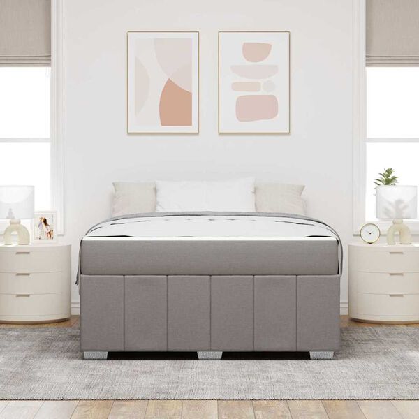 vidaXL Cadre de lit avec matelas Taupe 140 x 200 cm tissu