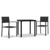 vidaXL Ensemble &agrave; manger de jardin 3 pcs Noir