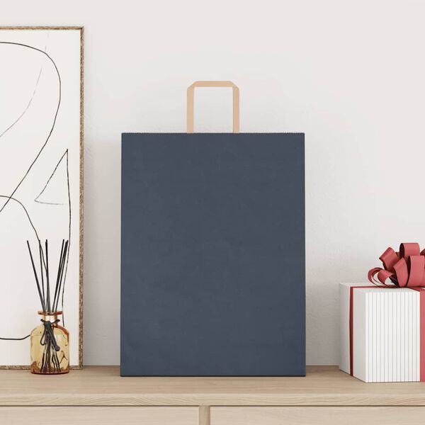 vidaXL Sacs en papier 250 pcs avec poign&eacute;es bleu 32x12x42 cm