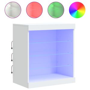 vidaXL Buffet avec lumi&egrave;res LED blanc 60,5x37x67 cm