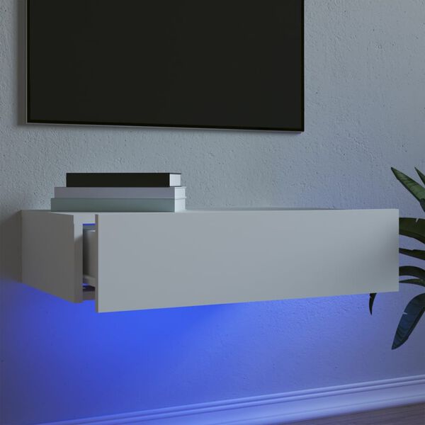 vidaXL Meuble TV avec &eacute;clairage LED blanc 60x35x15,5 cm