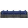vidaXL Salon de jardin 4 pcs avec coussins Gris R&eacute;sine tress&eacute;e