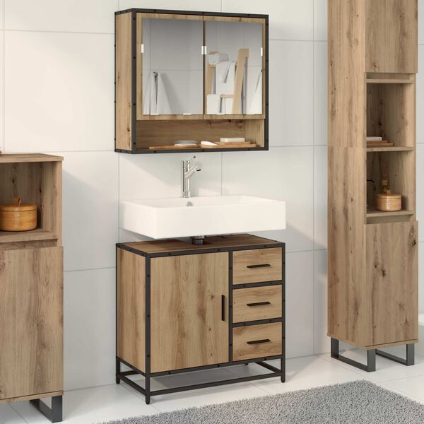 vidaXL Cabinet de salle de bain Ch&ecirc;ne artisanal 65 x 33 x 60 cm