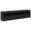vidaXL Unit&eacute; murale de TV avec LED 4 pcs Ch&ecirc;ne noir Bois d'ing&eacute;nierie
