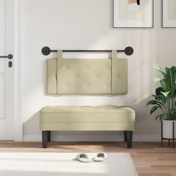 vidaXL T&ecirc;te de lit suspendue Montage mural Cr&egrave;me 90 cm Simili cuir