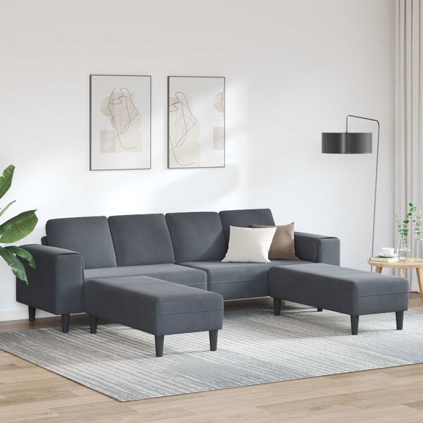 vidaXL Canap&eacute; de salon 3 pcs Gris fonc&eacute;