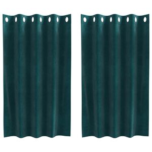vidaXL Rideaux occultants 2 pc Vert fonc&eacute; 140 x 140 cm Velours