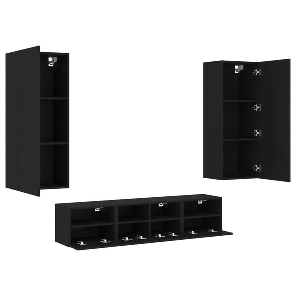 vidaXL Unit&eacute;s murales TV 5 pcs noir bois d'ing&eacute;nierie