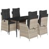 vidaXL Ensemble &agrave; manger de jardin et coussins 5 pcs gris clair rotin