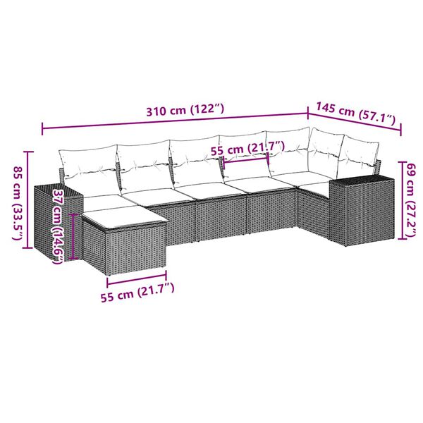 vidaXL Salon de jardin 9 pcs avec coussins gris clair r&eacute;sine tress&eacute;e
