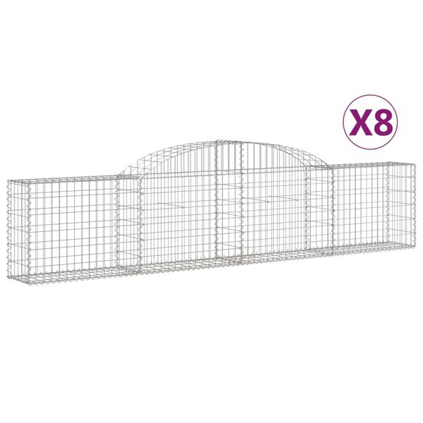 vidaXL Paniers à gabions arqués 8 pcs 300x30x60/80 cm Fer galvanisé