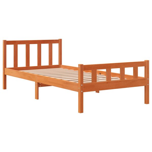 vidaXL Cadre de lit sans matelas cire marron 75x190 cm bois pin massif