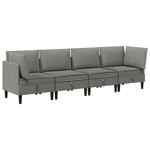 vidaXL Ensemble de meubles pour le salon 4 pc Gris fonc&eacute; Tissu