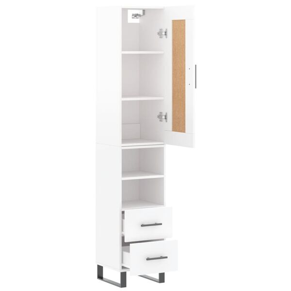 vidaXL Buffet haut Blanc brillant 34,5x34x180 cm Bois d'ing&eacute;nierie