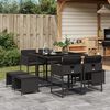 vidaXL Ensemble &agrave; manger de jardin 9pcs coussins noir r&eacute;sine tress&eacute;e