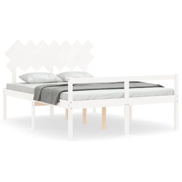 vidaXL Lit pour personne &acirc;g&eacute;e sans matelas blanc 140x200cm bois massif