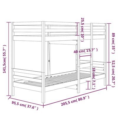 vidaXL Lit superposé sans matelas 90x200 cm bois de pin massif