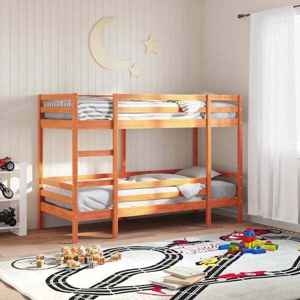 vidaXL Lit superpos&eacute; sans matelas cire marron 90x190 cm pin massif