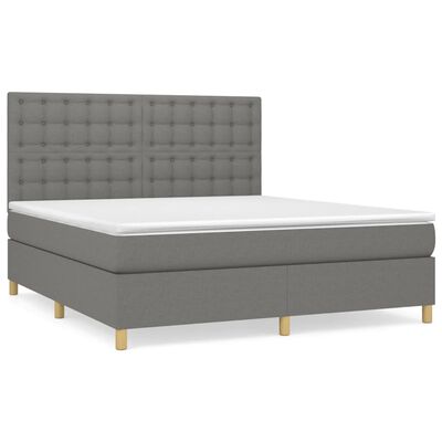 vidaXL Sommier à lattes de lit avec matelas Gris foncé 180x200cm Tissu