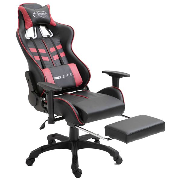 vidaXL Chaise de jeu avec repose-pied Rouge bordeaux Similicuir