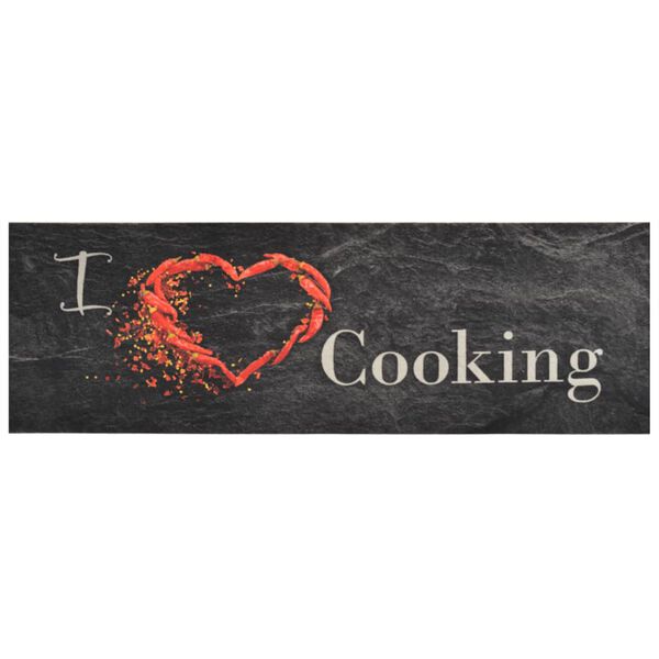 vidaXL Tapis de cuisine lavable impression cuisine noir 60x180 cm