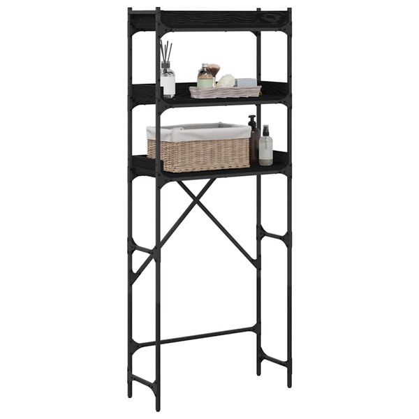 vidaXL &Eacute;tag&egrave;re pour machine &agrave; laver Ch&ecirc;ne noir 67 x 25 x 163 cm