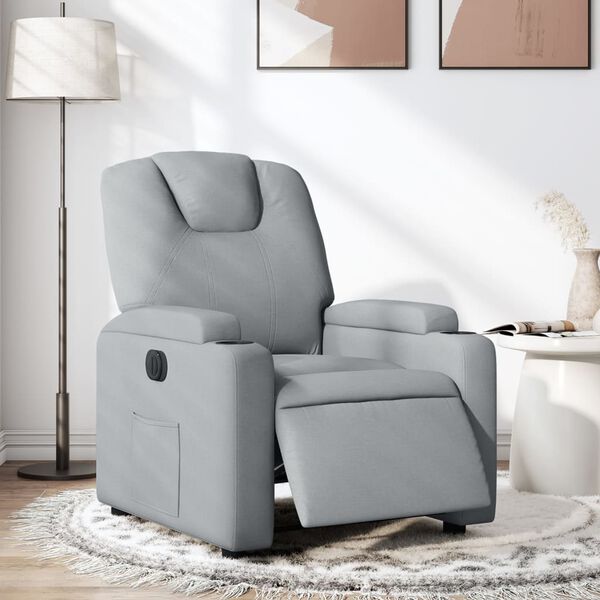 vidaXL Fauteuil inclinable &eacute;lectrique Gris clair Tissu